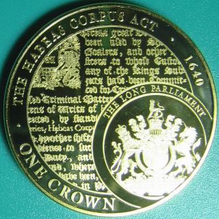 2015 Tristan Da Cunha 1 Crown " The Habeas Corpus Act " Proof - Lk 24k Gold Plated
