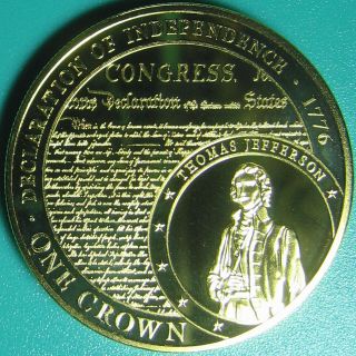 2015 Tristan Da Cunha 1 Crown Declaration Of Indepependence Jefferson Proof - Like