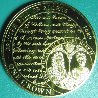 2015 Tristan Da Cunha 1 Crown British Bill Of Rights Proof - Like 24k Gold Plated