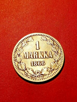 Finlandia/russia 1 Markkaa 1866 Silver Alexander Iii 1,  /1