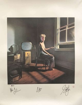 Rush Signed Autographed Power Windows Limited Album Litho Peart,  2 Beckett Bas