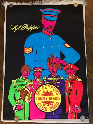 Vintage Beatles Black Light Poster Sgt Peppers Lonely Hearts Club Band 1969