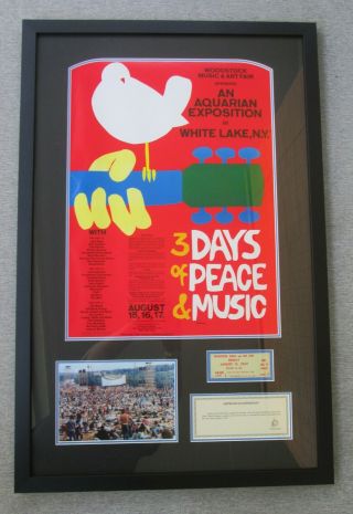 1969 Woodstock Music & Art Fair Poster & Ticket,  Over 50 Years Old