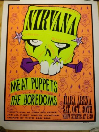 Nirvana Meat Puppets Concert Poster Signed Bolton Hara Arena 2nd Ed