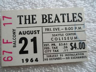 The Beatles Original_1964_concert Ticket Stub_seattle_ex,