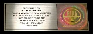 Authentic KISS Love Gun RIAA PLATINUM RECORD AWARD Gene Simmons / Paul Stanley 6
