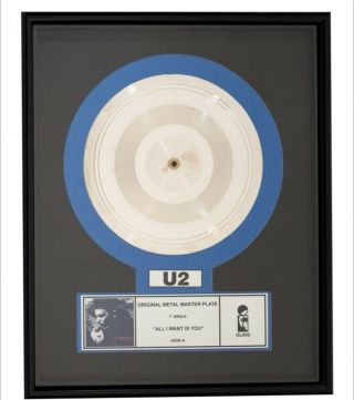 U2 “all I Want Is You” Silver Metal Master Plate Framed - One Of A Kind
