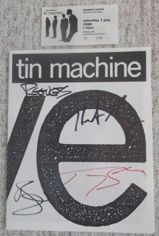 Tin Machine / David Bowie - Signed Tour Programme And Ticket Stub In Ex