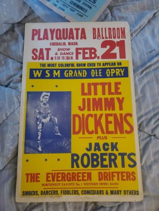 Little Jimmy Dickens Grand Ole Opry Country Music Boxing Style Concert Poster