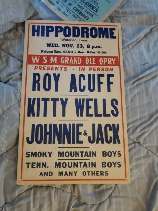 Kitty Wells Roy Acuff Grand Ole Opry Country Music Boxing Style Concert Poster