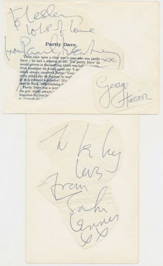 Beatles Vintage 1964 Set Of All Four Beatles Autographs From Australia Tour