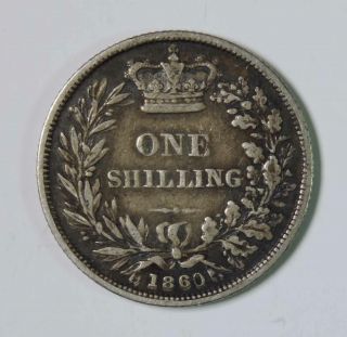 1860 Great Britain Victoria Silver 1 One Shilling Coin