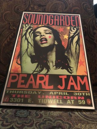 Framed Pearl Jam Soundgarden 1992 Concert Poster Frank Kozik (2218/2500)