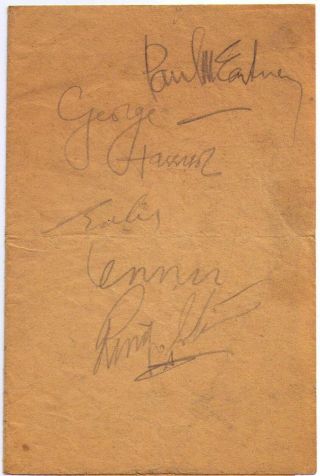 Fab Authentic Beatles Autographs Full Set Signed On 4th Nov 1963 Perry Cox Loa