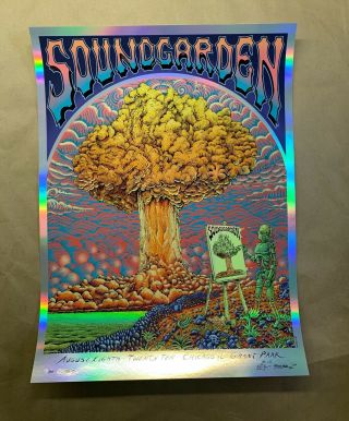 Emek Soundgarden Lollapalooza Foil Signed Doodled /25 Poster 2010 Chicago