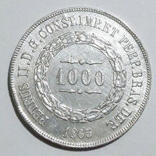 Brazil - Pedro Ii (1831 - 1889) - 1000 Reis 1863 - Silver - -