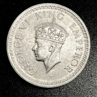 India British 1/4 Rupee 1943 Silver George VI KM 546 2