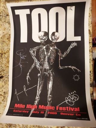 Tool Tour Poster Mile High Music Festival Denver Signed Embossed 7/18/2009