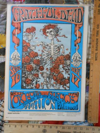 Grateful Dead Skeleton And Roses Fd - 26 - 3 13 7/8 X 19 7/8