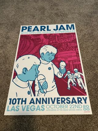 Pearl Jam 2000 Concert Poster - Las Vegas,  Nv - Binaural Tour - 20th Anniv.  S/n