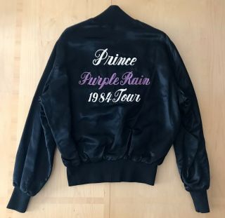 Grail Vintage 1984 Prince Purple Rain Tour Crew Satin Embroidered Bomber Jacket