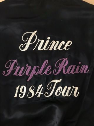 GRAIL Vintage 1984 Prince Purple Rain Tour Crew Satin Embroidered Bomber Jacket 3