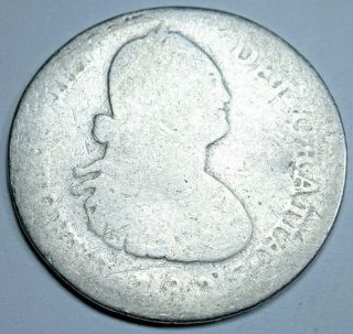 1805 Jp Peru Silver 1 Reales Antique 1800 