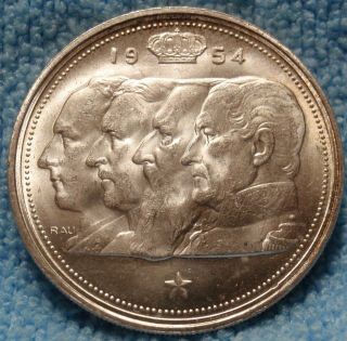Belgium 1954 100 Francs Unc 4 Kings Commemorative Large Silver World Coin