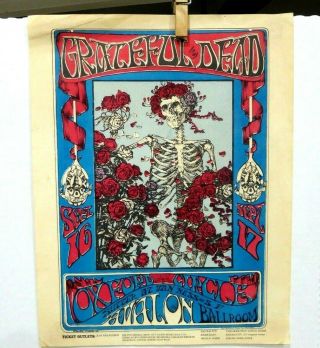 1966 Grateful Dead Skeleton Roses Fd - 26 Orig.  Concert Handbill Bindweed Press
