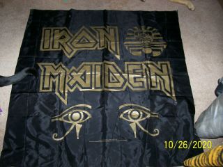 1986 Iron Maiden Holdings Power Slave Black & Gold Powerslave Tour Tapestry Rar