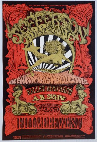 Jefferson Airplane Concert Poster 1968 Afro Ballet Fillmore