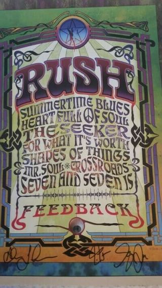 Rush One - Of - A - Kind Autographed Feedback Poster Signed/numbered Lithograph