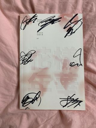 Bts All Member Signed Hyyh Pt.  1 Pink Album W/group Photocard (mwave)