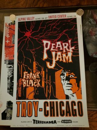 Pearl Jam Poster 1998 Ames Bros Design Troy Chicago - Signed 13/1300 -