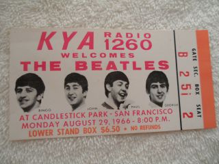 The Beatles 1966_candlestick Park Ticket Stub _ Ex (,)