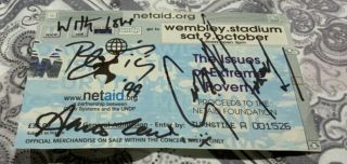 George Michael David Bowie Annie Lennox Hand Signed Autographed Ticket Netaid