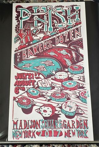 Official Phish Bakers Dozen Concert Poster Jim Pollock Linocut Signed Numbered