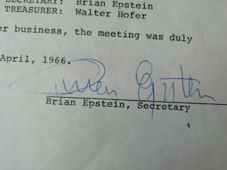 BRIAN EPSTEIN - Signed - BEATLES Document - Autographed - York - 1966 2