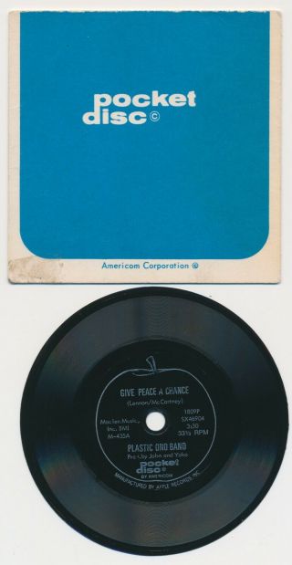 Beatles 1960s John Lennon Give Peace A Chance " 4 " Flexi Record With Blue Cover