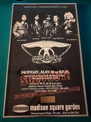 Vintage Aerosmith Framed Poster Madison Square Garden May 1976 (1 Of 1)