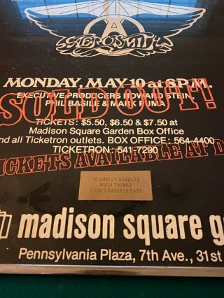 Vintage Aerosmith Framed Poster Madison Square Garden May 1976 (1 of 1) 2