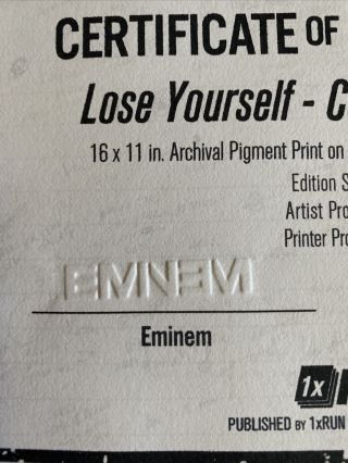 Eminem Lose Yourself Limited Edition Lyric Print w/COA 3