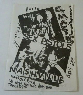 Sex Pistols The Nashville A4 Gig Flyer/poster April 29 1976 Provenance