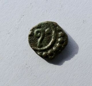 Unknown Unidentified Antique Copper Coin From India (conch?)