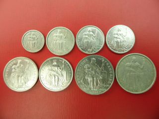 Bulk Base Metal Coins France Africa.  Caledonia 50 Centimes 1,  2,  5 Francs