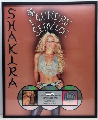 Shakira Laundry Service 2001 Riaa Multi - Platinum Cd Award Plaque
