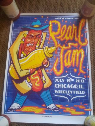 Pearl Jam Poster Wrigley Field 7/19 /2013 Munk One