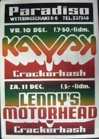 Motorhead Kayak Paradiso Amsterdam 1976 Concert Poster