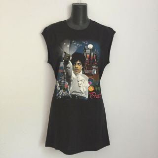 Authentic 1985 Prince Purple Rain Large Concert T - Shirt Black Sleeveless