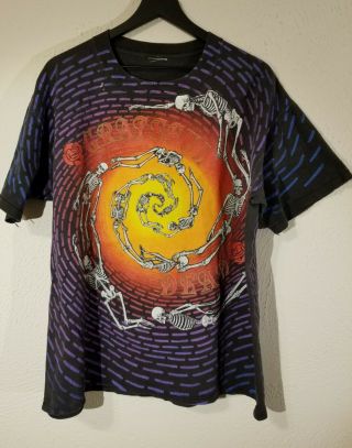 Vintage Grateful Dead Skeleton Spiral 1992 Tshirt Gdm Brockum Single Stitch